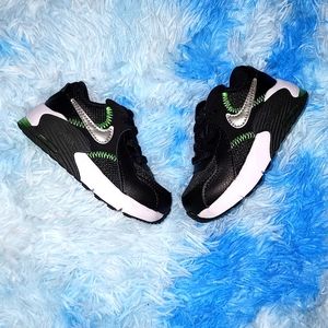 Toddler Nike Air Max Excee, Black, White, Silver and Lime Green, Size 5c